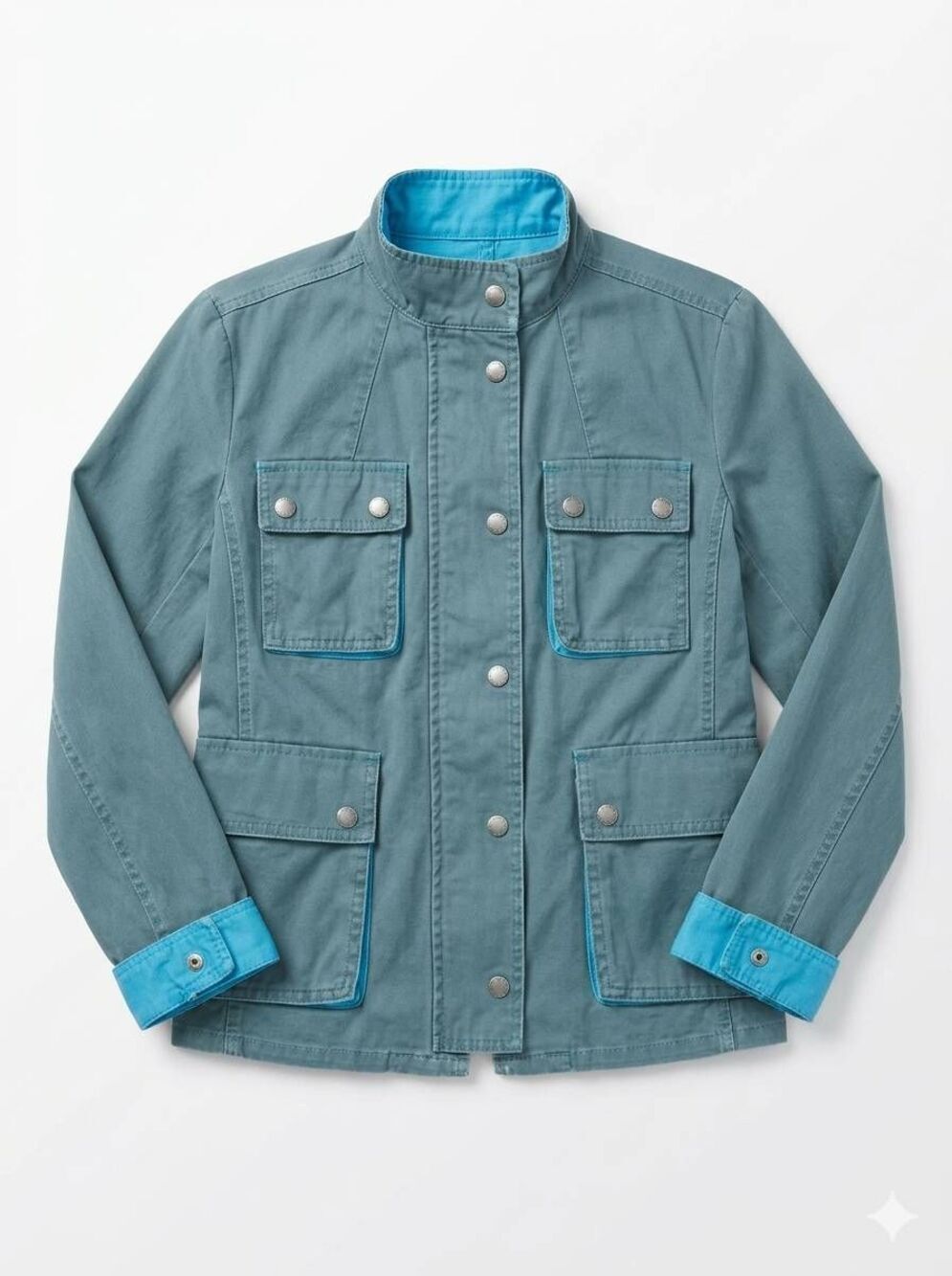 ☔️🔹️French Connection Blue Zippered Utility Jacket Size 8